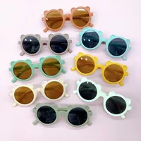 Retro Bear Matte UV400 Kids Sunglasses Unisex Children's Fashionable Sun Protection Glasses Non-Polarized Party Outing Fishing main image 1