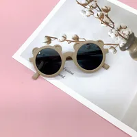 Retro Bear Matte UV400 Kids Sunglasses Unisex Children's Fashionable Sun Protection Glasses Non-Polarized Party Outing Fishing sku image 4