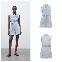 Women's Denim Dress Vintage Style Bohemian Square Neck Long Sleeve Solid Color Above Knee Holiday Daily Selfie main image 1