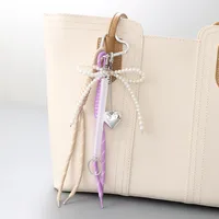 New Miu Bag Hanging Bow Love Keychain Pendant Personalized All-match Braided Rope Mobile Phone Pendant main image 2