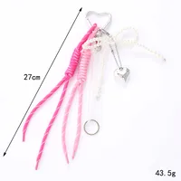 New Miu Bag Hanging Bow Love Keychain Pendant Personalized All-match Braided Rope Mobile Phone Pendant main image 3