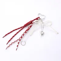 New Miu Bag Hanging Bow Love Keychain Pendant Personalized All-match Braided Rope Mobile Phone Pendant main image 5