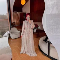 Floral Print Abaya Dress Long Sleeve Maxi With Flowing Skirt - Spring Autumn Muslim Women Fashion main image 3