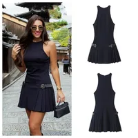 Women's Sheath Dress Elegant Round Neck Sleeveless Solid Color Above Knee Holiday Banquet Selfie main image 1