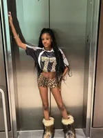 Women's T-shirt Short Sleeve T-Shirts Streetwear Number Leopard sku image 5