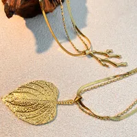Vacation Simple Style Leaf 304 Stainless Steel Plating 18K Gold Plated Women's Pendant Necklace main image 1