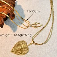 Vacation Simple Style Leaf 304 Stainless Steel Plating 18K Gold Plated Women's Pendant Necklace main image 2