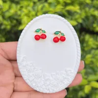 1 Pair Simple Style Classic Style Cherry Copper Ear Studs sku image 4