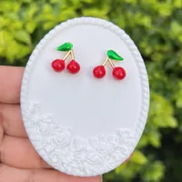 1 Pair Simple Style Classic Style Cherry Copper Ear Studs sku image 2