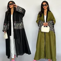 Elegant Embroidered Abaya Kaftan Cardigan For Women - Modest Middle Eastern Style Long Robe Coat main image 1