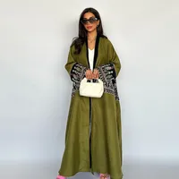 Elegant Embroidered Abaya Kaftan Cardigan For Women - Modest Middle Eastern Style Long Robe Coat main image 2