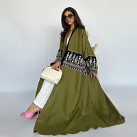 Elegant Embroidered Abaya Kaftan Cardigan For Women - Modest Middle Eastern Style Long Robe Coat main image 3