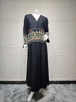 Elegant Embroidered Abaya Kaftan Cardigan For Women - Modest Middle Eastern Style Long Robe Coat sku image 4