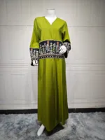 Elegant Embroidered Abaya Kaftan Cardigan For Women - Modest Middle Eastern Style Long Robe Coat sku image 8