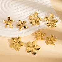 1 Pair Vacation Classic Style Flower 304 Stainless Steel Imitation Gold  Ear Studs main image 1