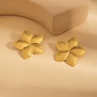1 Pair Vacation Classic Style Flower 304 Stainless Steel Imitation Gold  Ear Studs main image 5