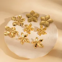 1 Pair Vacation Classic Style Flower 304 Stainless Steel Imitation Gold  Ear Studs main image 4