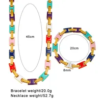 Vintage Style Classic Style Geometric 304 Stainless Steel Enamel 18K Gold Plated Women's Bracelets Necklace main image 2