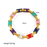 Vintage Style Classic Style Geometric 304 Stainless Steel Enamel 18K Gold Plated Women's Bracelets Necklace sku image 1
