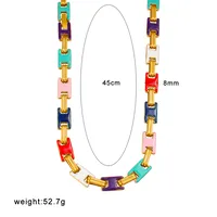 Vintage Style Classic Style Geometric 304 Stainless Steel Enamel 18K Gold Plated Women's Bracelets Necklace sku image 4