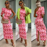 Women's Sheath Dress Streetwear Oblique Collar Short Sleeve Multicolor Midi Dress Holiday Banquet Selfie main image 1
