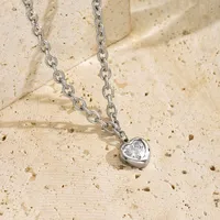 Elegant Luxurious Heart Shape 304 Stainless Steel Polishing Plating Inlay Zircon 18K Gold Plated Women's Bracelets Necklace main image 6