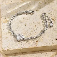 Elegant Luxurious Heart Shape 304 Stainless Steel Polishing Plating Inlay Zircon 18K Gold Plated Women's Bracelets Necklace main image 7