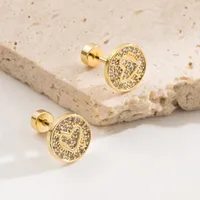 1 Pair Sweet Simple Style Pentagram Four Leaf Clover Heart Shape 304 Stainless Steel Rhinestones 18K Gold Plated Ear Studs sku image 9