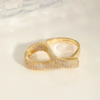 Elegant Cute Classic Style Infinity Solid Color Copper Inlay Zircon 18K Gold Plated Women's Rings main image 3