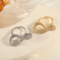 Elegant Cute Classic Style Infinity Solid Color Copper Inlay Zircon 18K Gold Plated Women's Rings main image 1