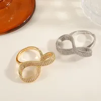 Elegant Cute Classic Style Infinity Solid Color Copper Inlay Zircon 18K Gold Plated Women's Rings main image 2