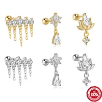 1 Piece Elegant Geometric Environmental Protection Electroplating 925 Sterling Silver Ear Studs main image 3