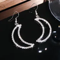 1 Pair Simple Style Shiny Moon Rhinestone Drop Earrings main image 3