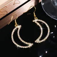 1 Pair Simple Style Shiny Moon Rhinestone Drop Earrings main image 5