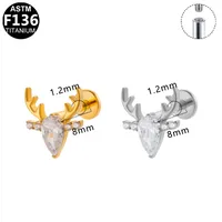 Simple Style Animal Star Titanium Alloy Polishing Plating Zircon 14K Gold Plated White Gold Plated Unisex Lip Stud Ear Studs main image 2