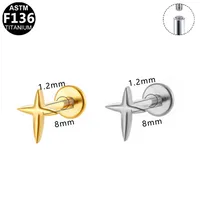Simple Style Animal Star Titanium Alloy Polishing Plating Zircon 14K Gold Plated White Gold Plated Unisex Lip Stud Ear Studs main image 3
