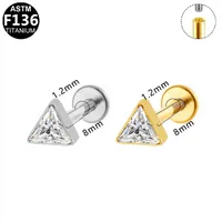 Simple Style Animal Star Titanium Alloy Polishing Plating Zircon 14K Gold Plated White Gold Plated Unisex Lip Stud Ear Studs main image 4