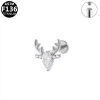 Simple Style Animal Star Titanium Alloy Polishing Plating Zircon 14K Gold Plated White Gold Plated Unisex Lip Stud Ear Studs sku image 6