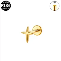 Simple Style Animal Star Titanium Alloy Polishing Plating Zircon 14K Gold Plated White Gold Plated Unisex Lip Stud Ear Studs sku image 3