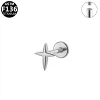 Simple Style Animal Star Titanium Alloy Polishing Plating Zircon 14K Gold Plated White Gold Plated Unisex Lip Stud Ear Studs sku image 2