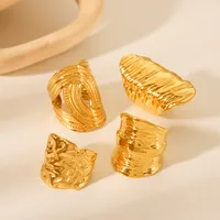 IG Style Casual Simple Style Geometric 304 Stainless Steel Titanium Steel 18K Gold Plated Women's Open Rings main image 1