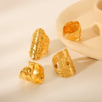 IG Style Casual Simple Style Geometric 304 Stainless Steel Titanium Steel 18K Gold Plated Women's Open Rings main image 7