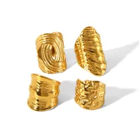 IG Style Casual Simple Style Geometric 304 Stainless Steel Titanium Steel 18K Gold Plated Women's Open Rings main image 9