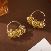 1 Pair Vacation Classic Style Flower Plating Zinc Alloy Earrings sku image 1