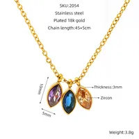 Cute Horse Eye 304 Stainless Steel Zircon 18K Gold Plated Women's Pendant Necklace main image 2