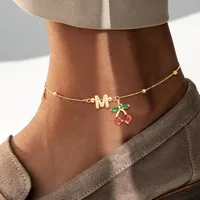 Elegant Simple Style Classic Style Letter Cherry 201 Stainless Steel Copper Women's Anklet main image 1