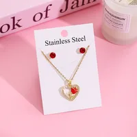 Sweet Cherry Strawberry 304 Stainless Steel Plating Women's Jewelry Set sku image 12
