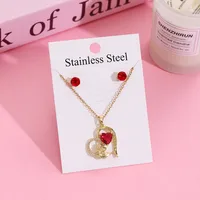 Sweet Cherry Strawberry 304 Stainless Steel Plating Women's Jewelry Set sku image 15