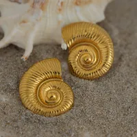 Marine Style Conch 304 Stainless Steel 18K Gold Plated Ear Studs main image 3