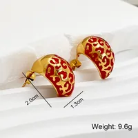 Vacation Classic Style Snakeskin Enamel 304 Stainless Steel 18K Gold Plated Earrings sku image 4